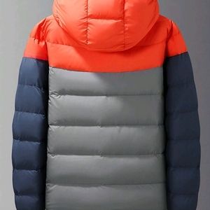 Multi color block puffer coat
